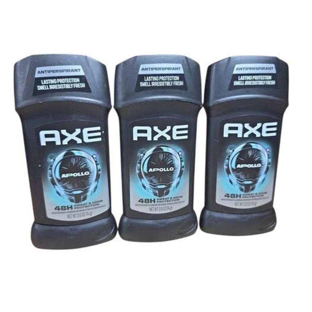 Lot of 3 AXE Apollo Antiperspirant Deodorant Stick 48H Sweat & Odor Protection